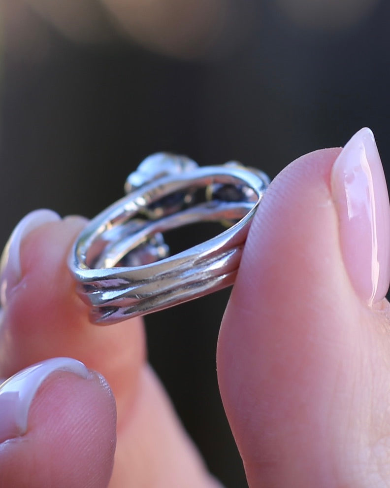 Grey Cultured Pearl Ring, Sterling Silver, size N or just over 6.5, 5.88g