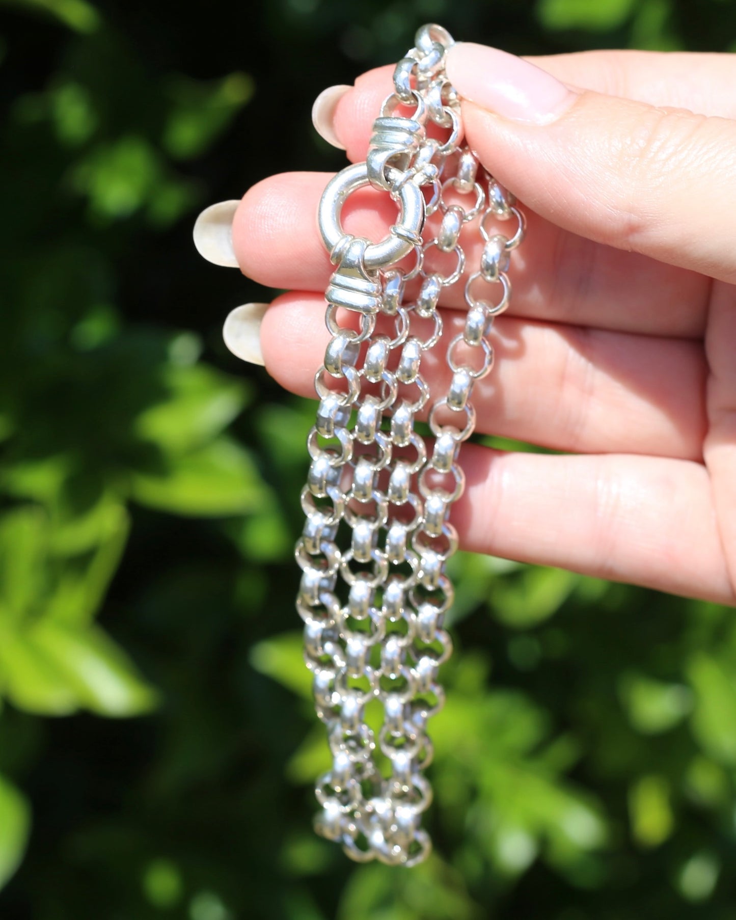 Chunky Silver Belcher Chain With Italian Bolt Clasp and large finals, 41.4g, 52cm