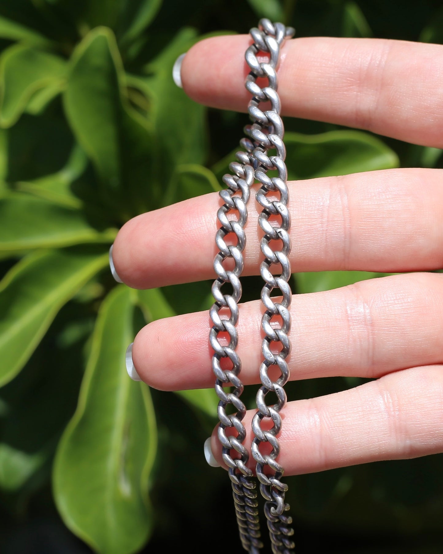 Vintique Uk Made Graduated Curb Sterling Silver Single Watch Chain with Albert Swivel, 34cm or 13.5 inches, 25.9g