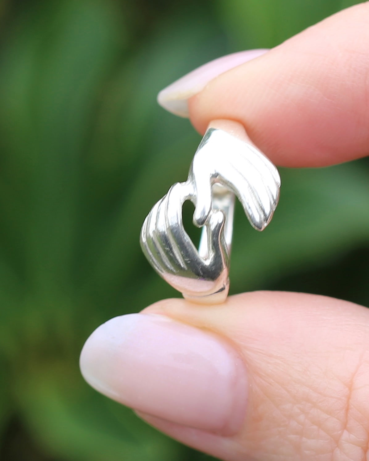 Modern Fede or Gimmel Ring, Sterling Silver, size L1/2 or 6, 3.8g