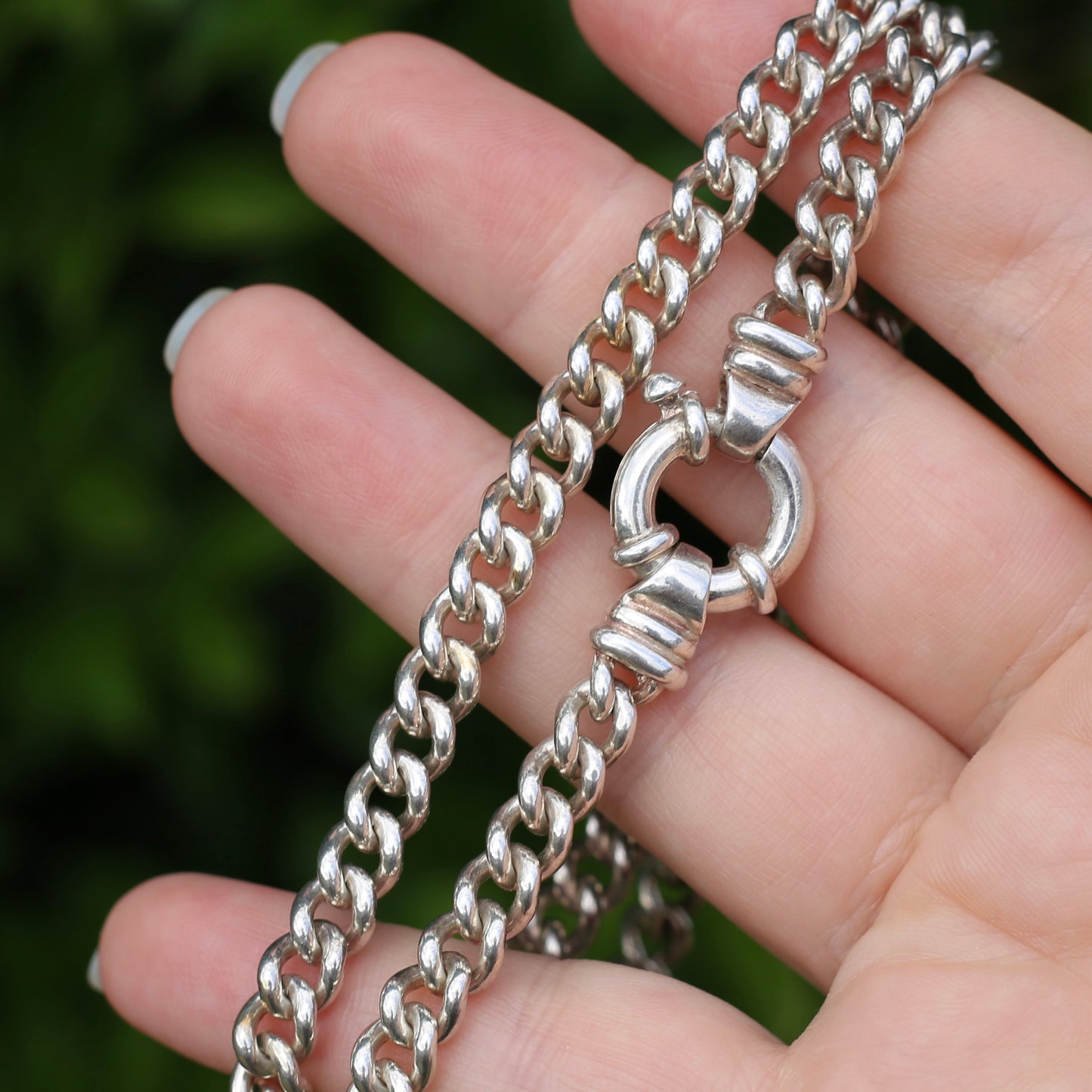 Silver Curb Chain with Italian Bolt Clasp, 45cm, 52.1g