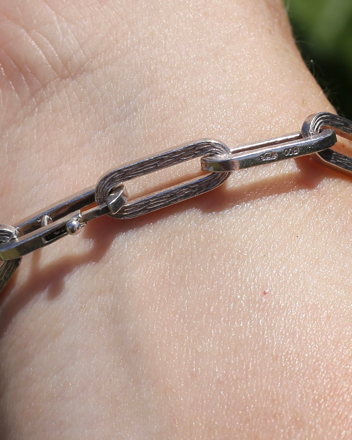 Vintage Textured 800 Silver Paperclip Bracelet, 800 Silver, 16.2g  21cm or 8.25 inches