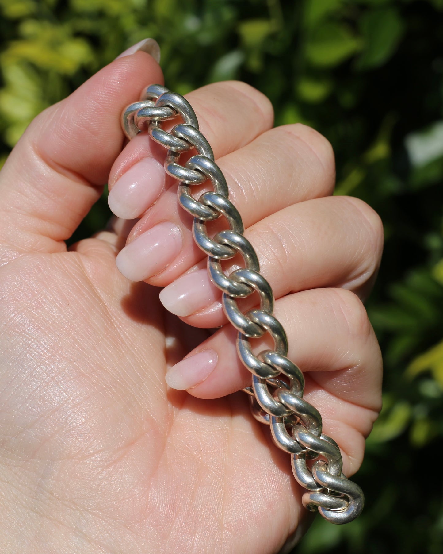Chunky Curb and Filigree Heart Padlock Bracelet, Sterling Silver, 60.2g