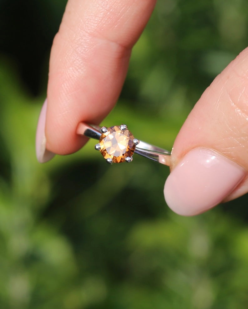 1.9ct Australian Zircon Solitaire, 6 claw set Sterling Silver, size P1/2 or 8, 3.0g