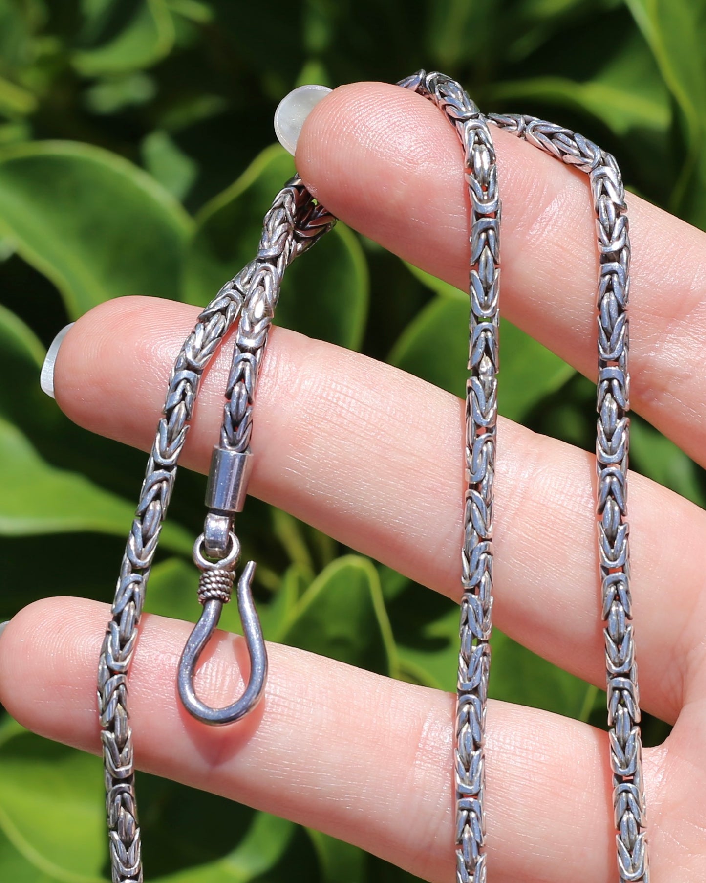 Sterling Silver Byzantine Silver Necklace with Hook Clasp, 51cm or 20 inches, 27.28g