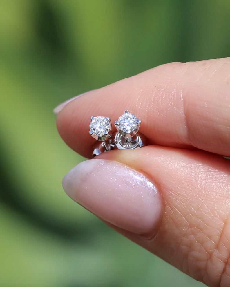 0.25ct TDW Diamond 4 Claw Studs, 9ct White Gold, 0.77g