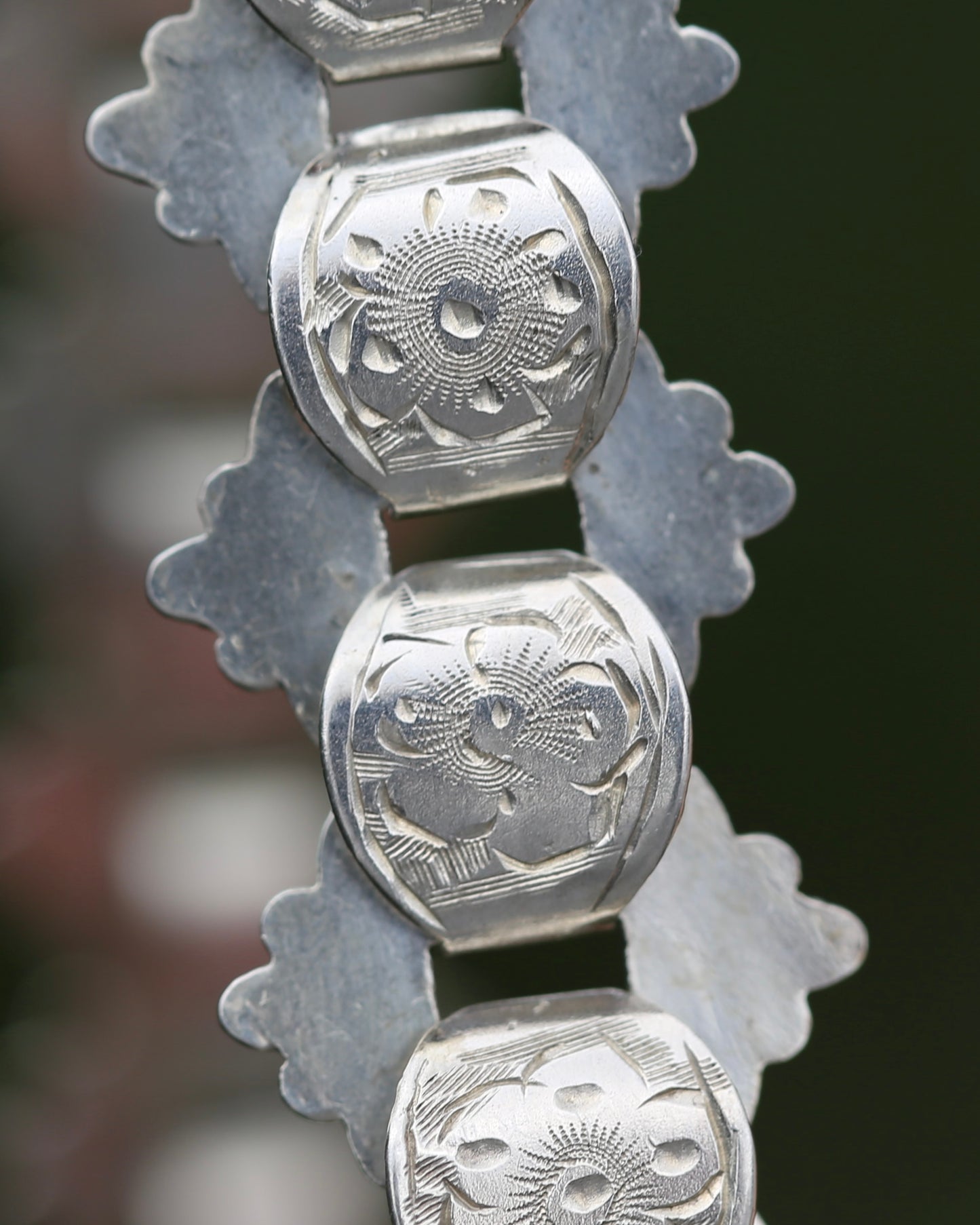 Antique Victorian Floral Book Chain, Silver, 45cm or 7.75 inches, 22.43g