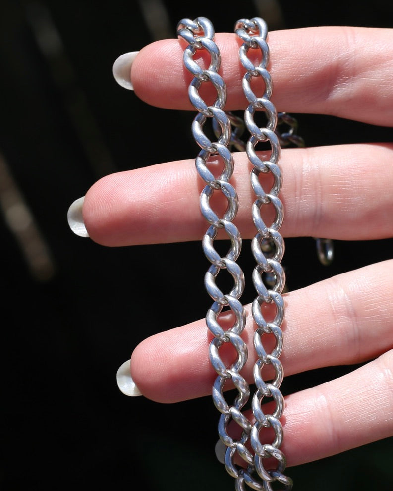 Birmingham Made 1903 Sterling Silver Watch Chains, Fob and T-bar, 47cm or 18.5 inches, 52,6g