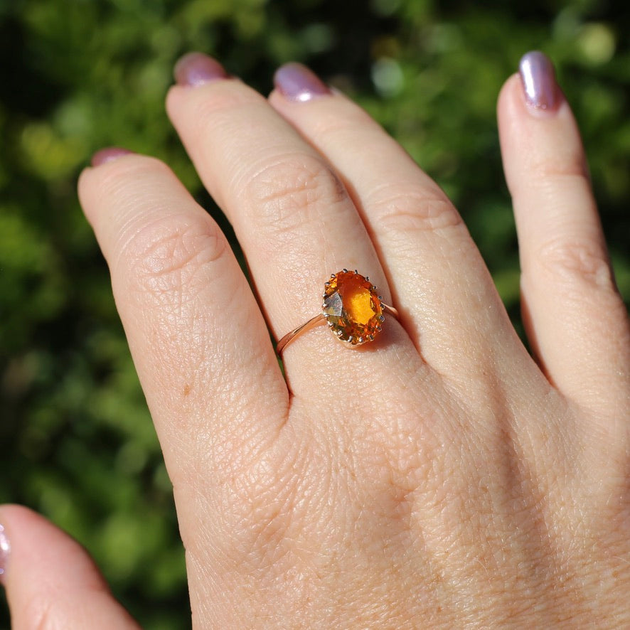 Early Australian Joseph Lawrence Oval Paste Ring, size R or 8.75