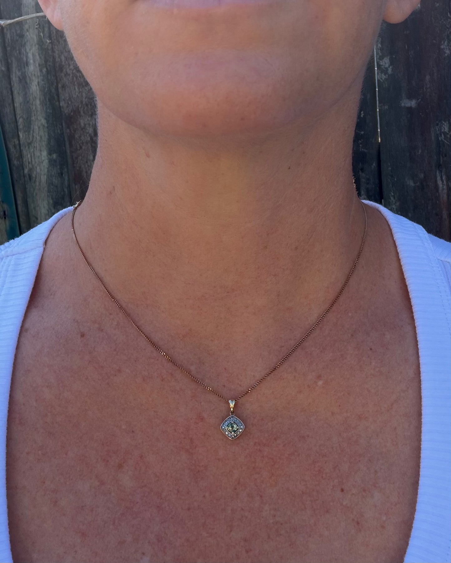 0.45ct Parti and Diamond Pendant, 9ct Yellow and White Gold, 0.9g