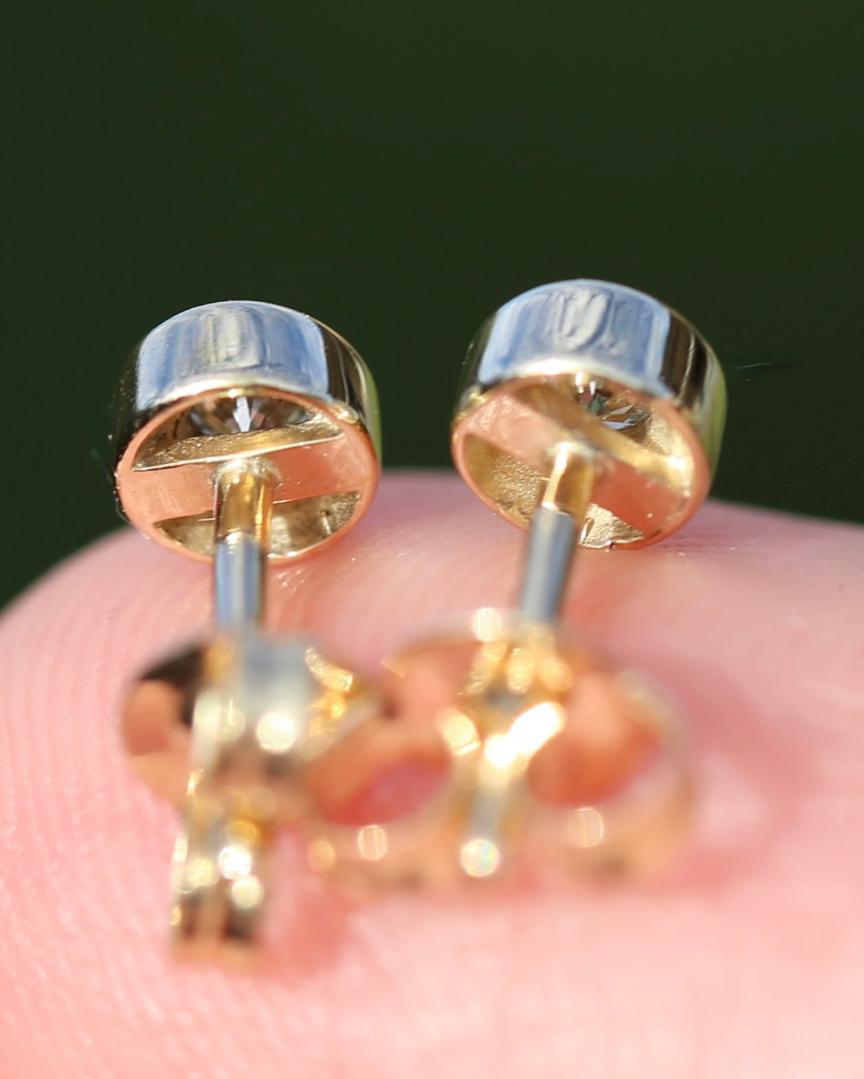 0.15ct Bezel Set Natural Diamond Studs, 9ct Yellow Gold, 0.85g