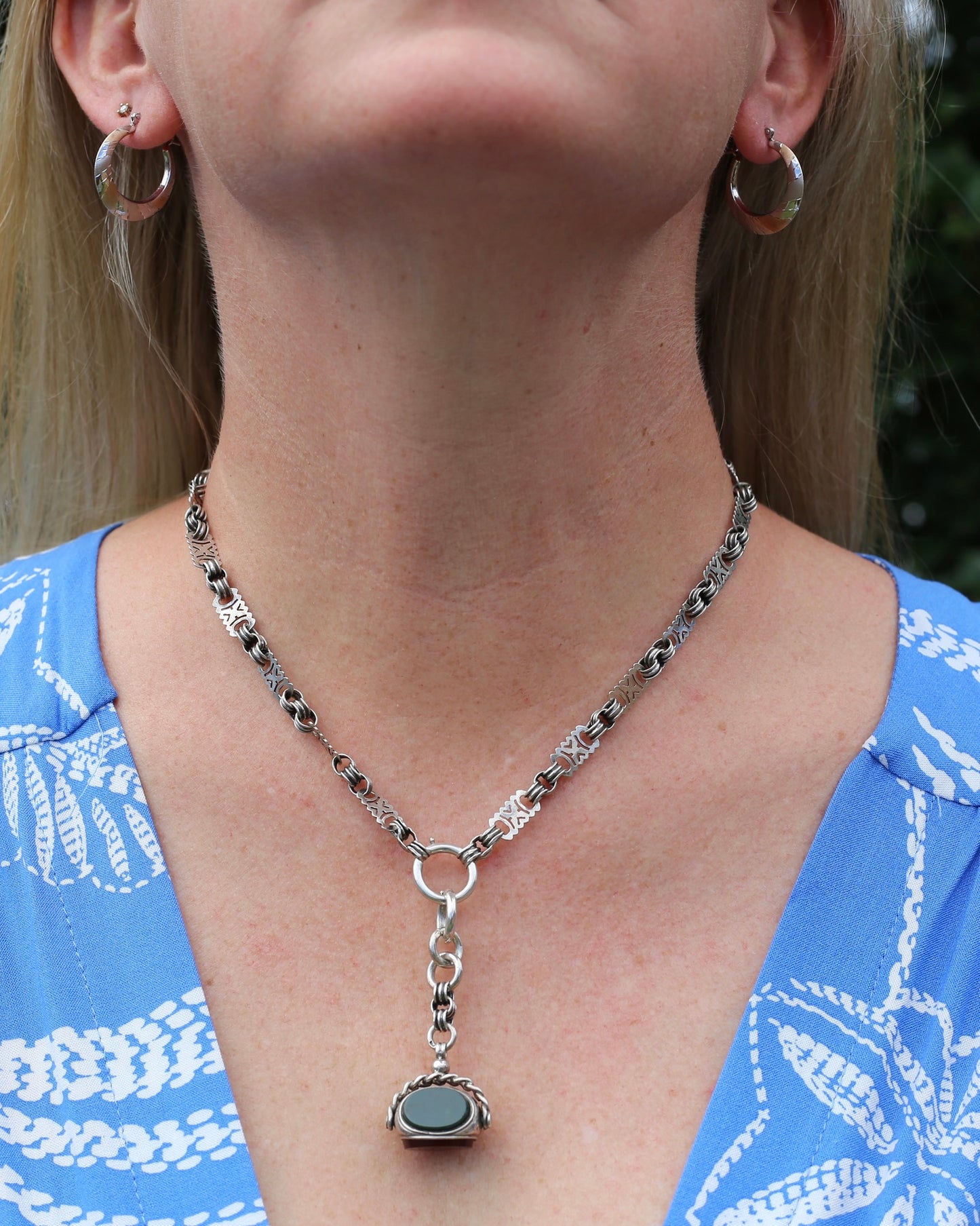 Silver and 10% Gold Hoops, Sterling Silver, Rose and White Gold, 22mm, 1.69g