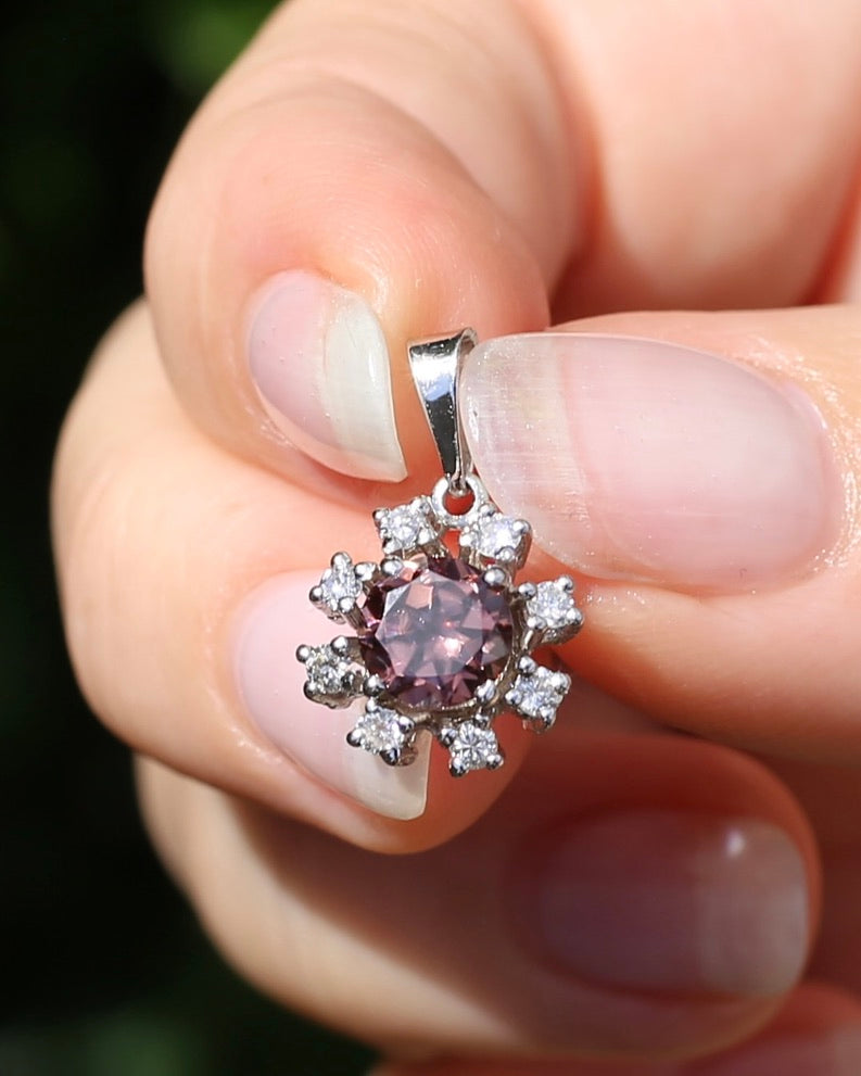 1.53ct Australian Zircon and Diamond Pendant, 14ct White Gold, 1.87g