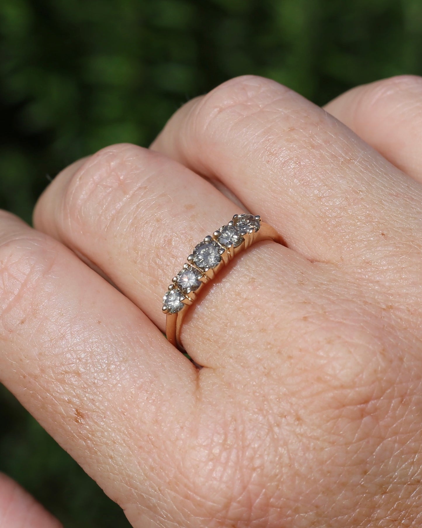 ON HOLD Five Stone Champagne Diamond Ring, 14ct Yellow Gold, size S1/2 or 9.25, 2.6g, with valuation