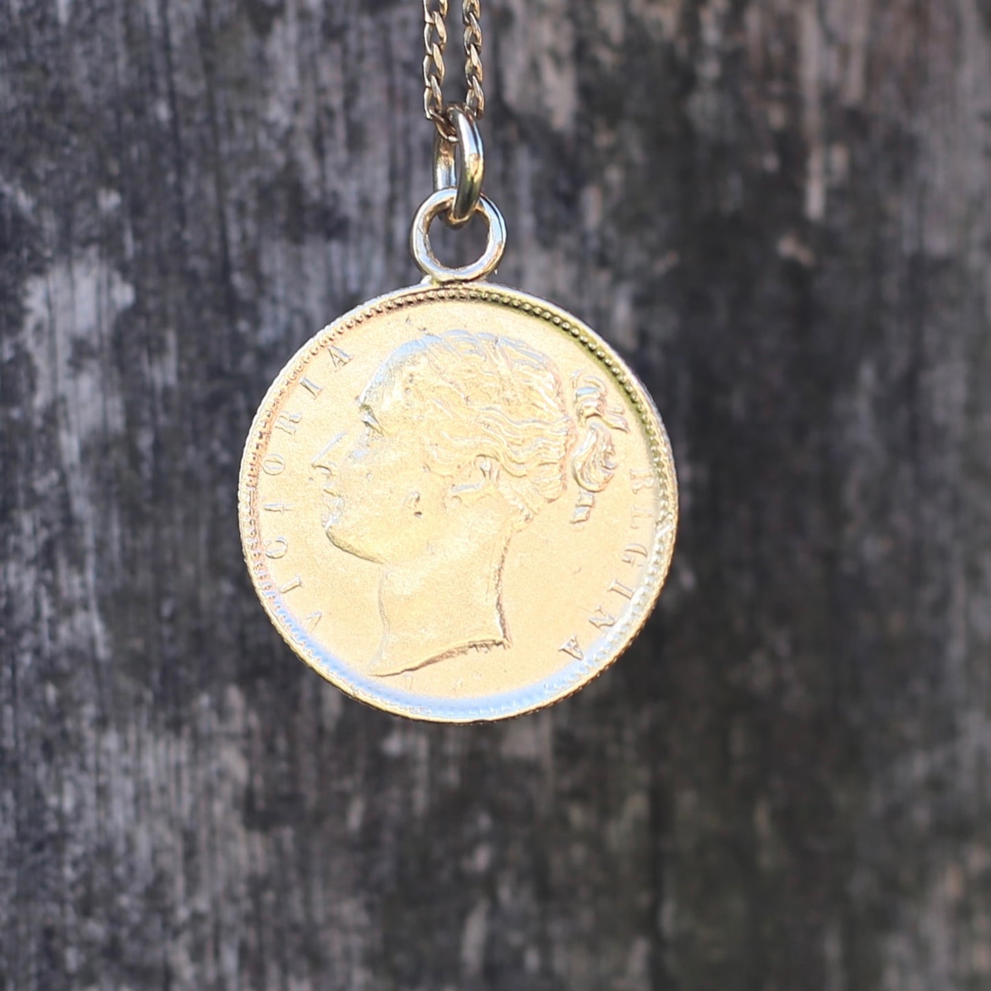 Keep Your Temper Gambling Token Pendant - Queen Victoria Reverse, Silver and 9ct Gold