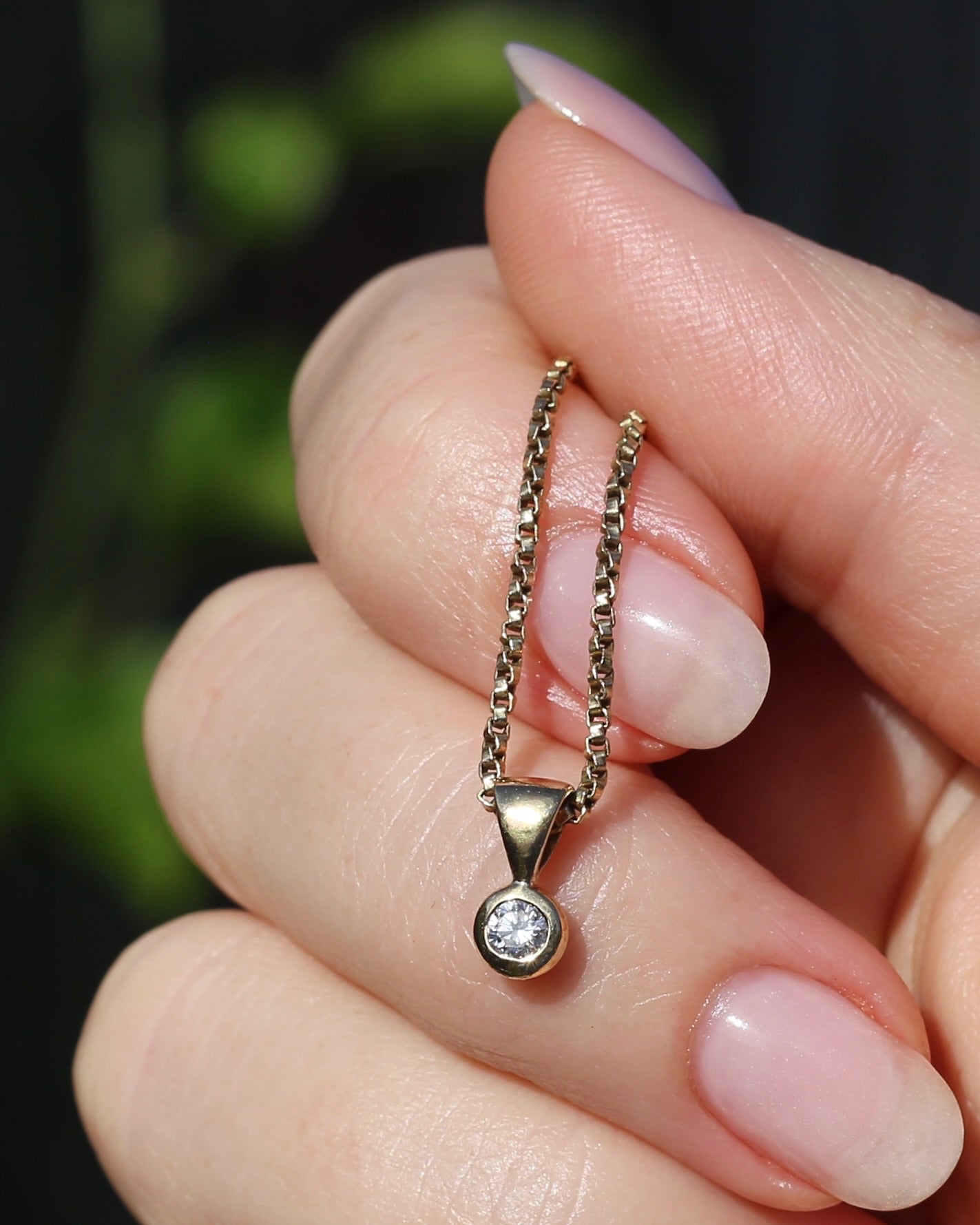 Vintage 0.2ct Natural Diamond Bezel Set Pendant, 9ct Yellow Gold, 0.45g