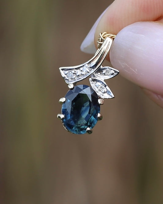 Approx 1.2ct Natural Sapphire and Single Cut Diamond Pendant, 1.1g