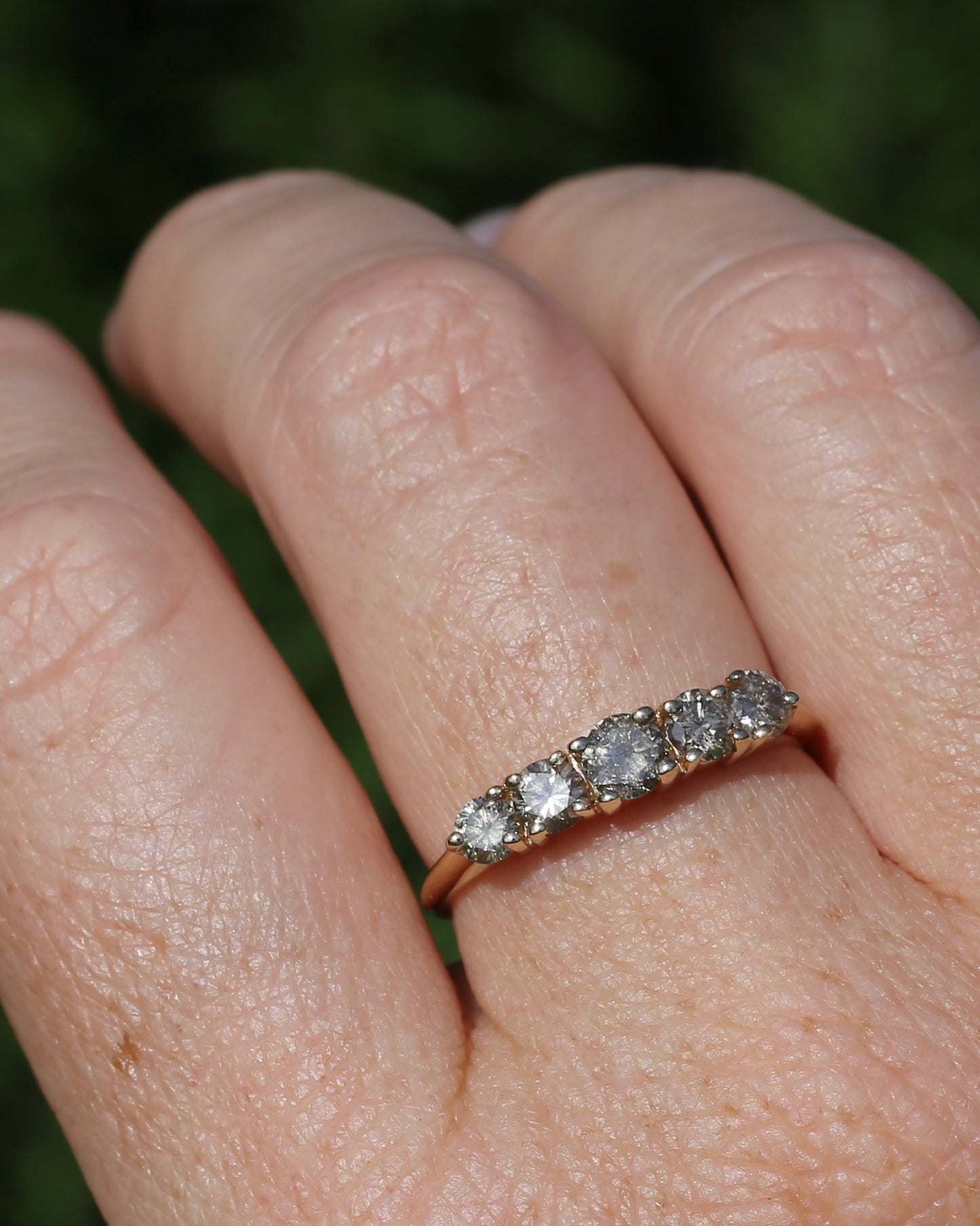 ON HOLD Five Stone Champagne Diamond Ring, 14ct Yellow Gold, size S1/2 or 9.25, 2.6g, with valuation