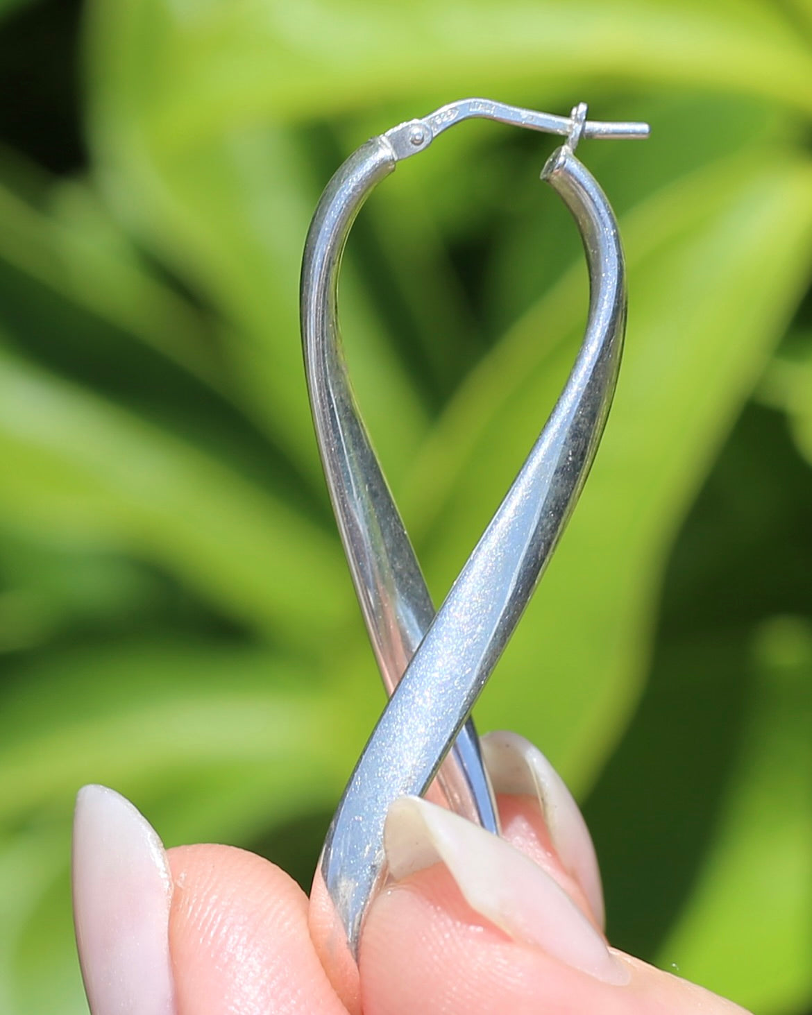 Italian Made Silver Hollow Infinity Hoop Earrings, Sterling Silver, 4.3g