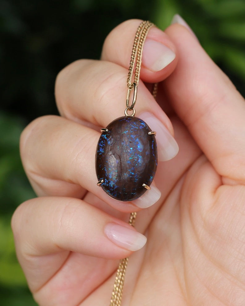 Australian Boulder Opal Pendant, 9ct Yellow Gold, 5.41g