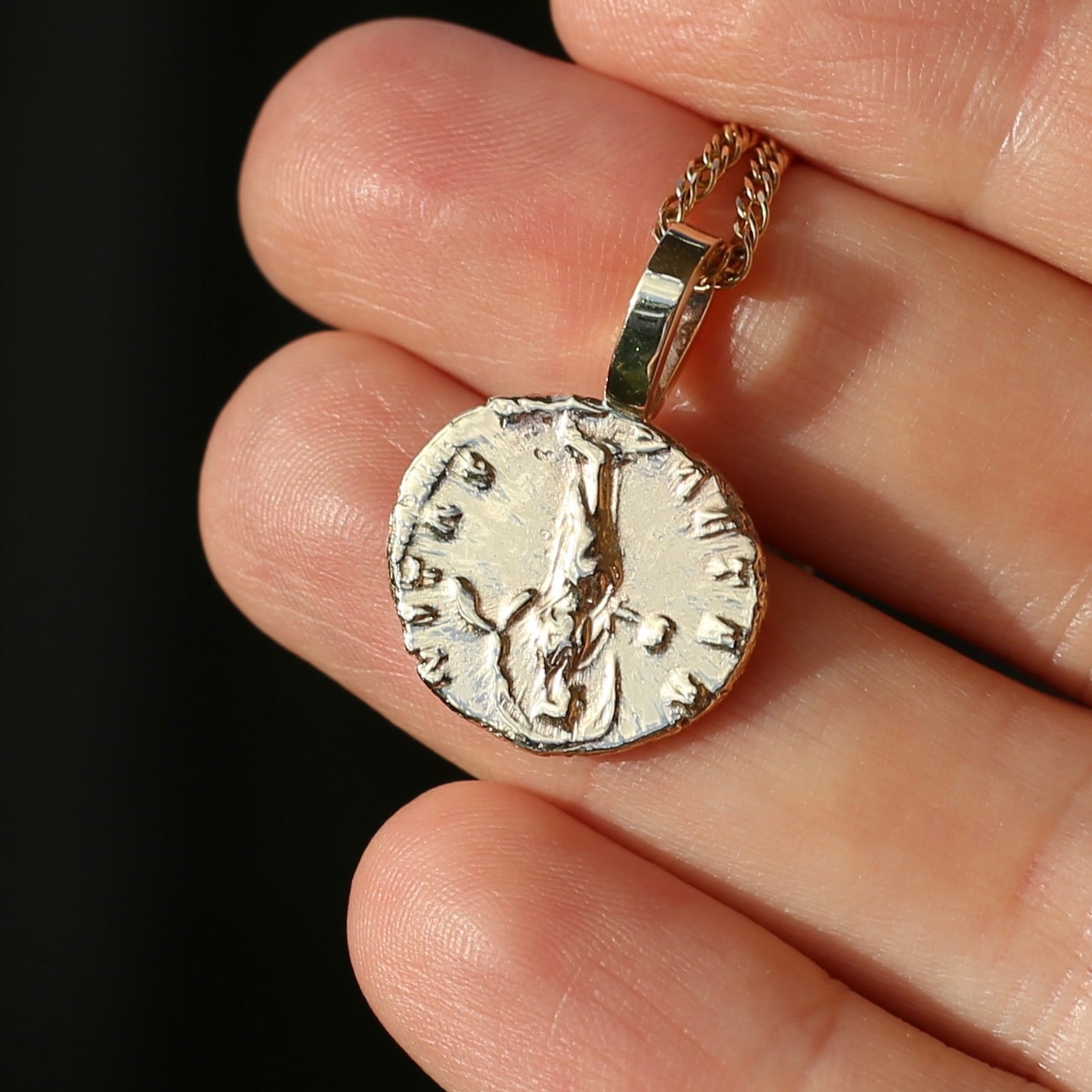 Faustina the Elder Coin Pendant,Cast From a 141-161AD Silver Denarius, avail in  Silver and Gold