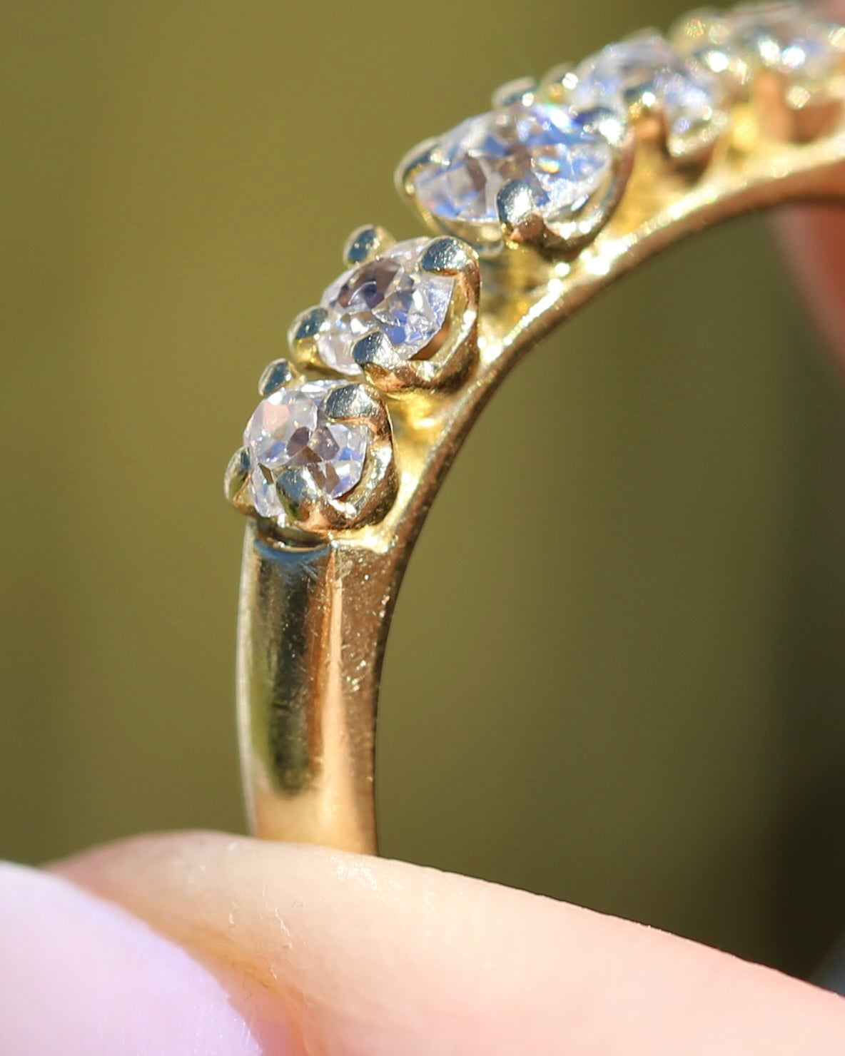 Five Stone Old Cut Diamond Ring approx 0.85ct, Claw Set, 18ct Yellow Gold, size T or 9.5