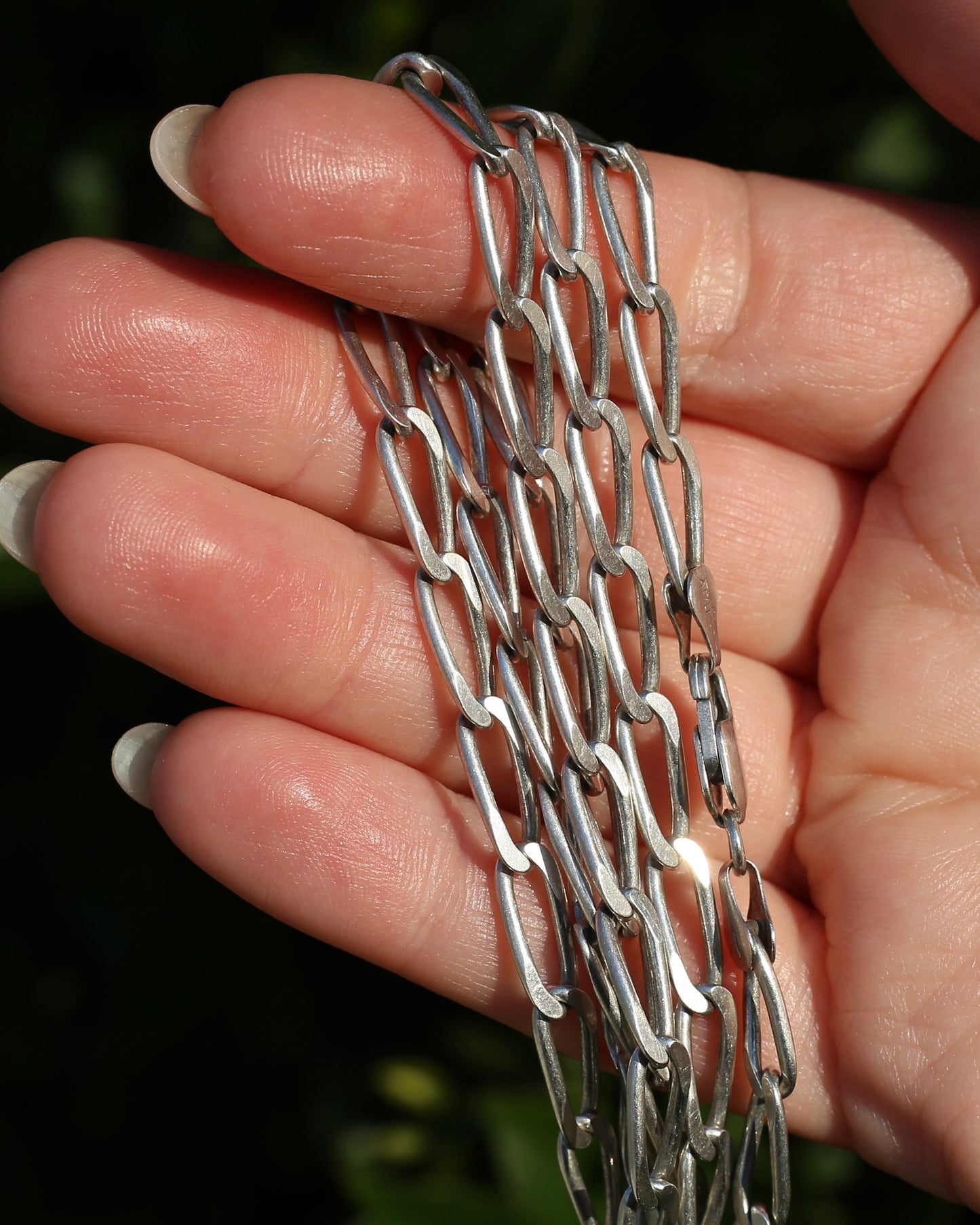Italian Made Oval Curb Link Silver Chain, Paperclip Feels, 27.52g, 72cm
