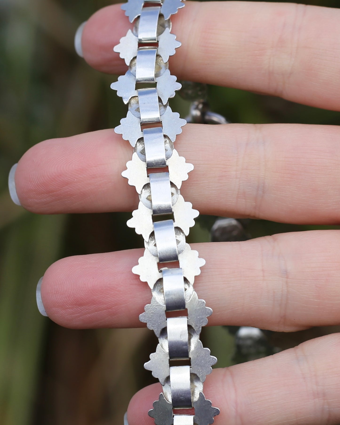 Antique Victorian Floral Book Chain, Silver, 45cm or 7.75 inches, 22.43g