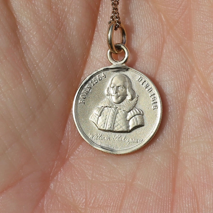 PRE-ORDER until Monday 18th Nov. The Bard - A Replica Pendant of a Token Memorialising the Life of Shakespeare, Silver and Gold.