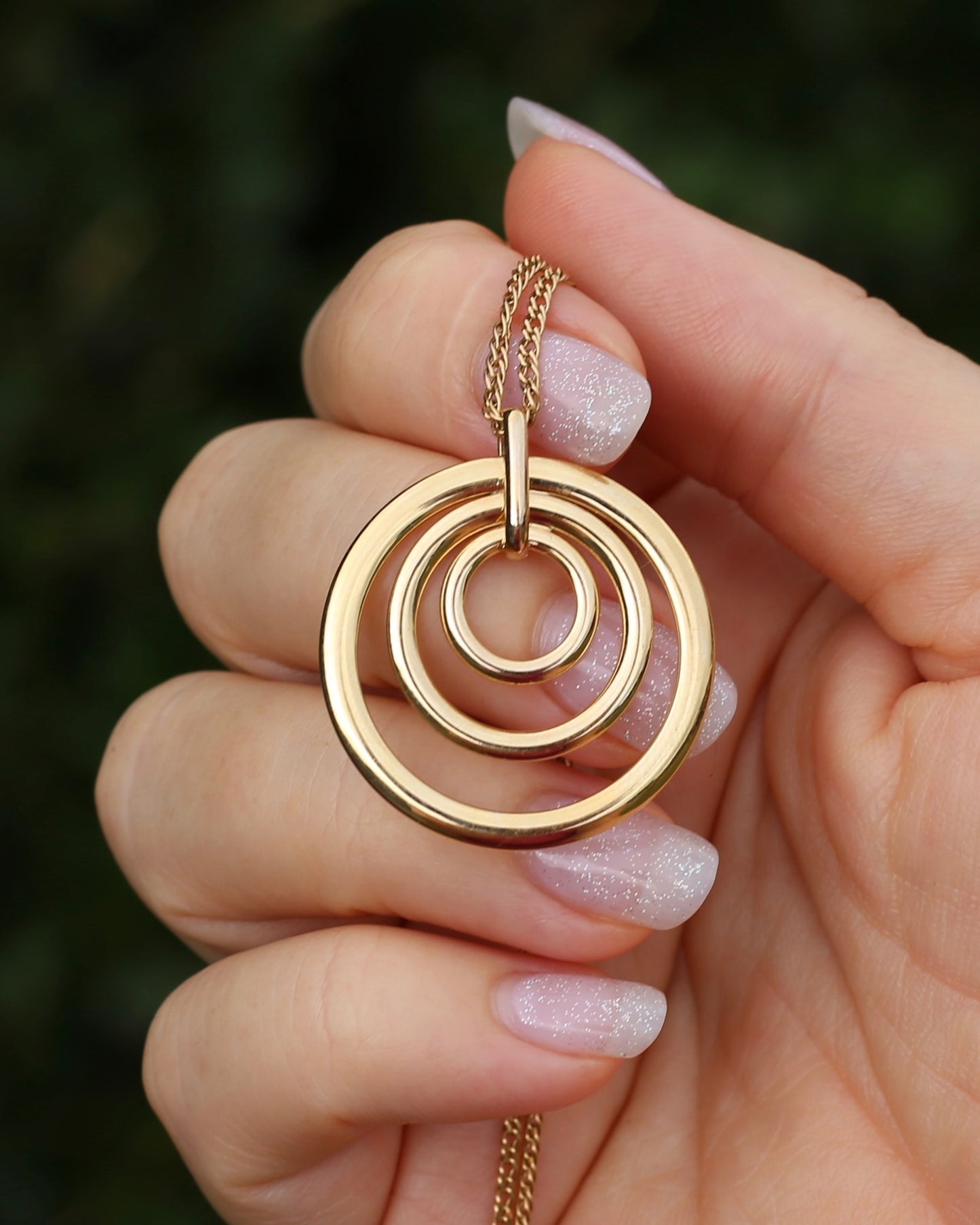 Italian Made Triple Eternal Ring Pendant, 9ct Yellow Gold, 2.24g