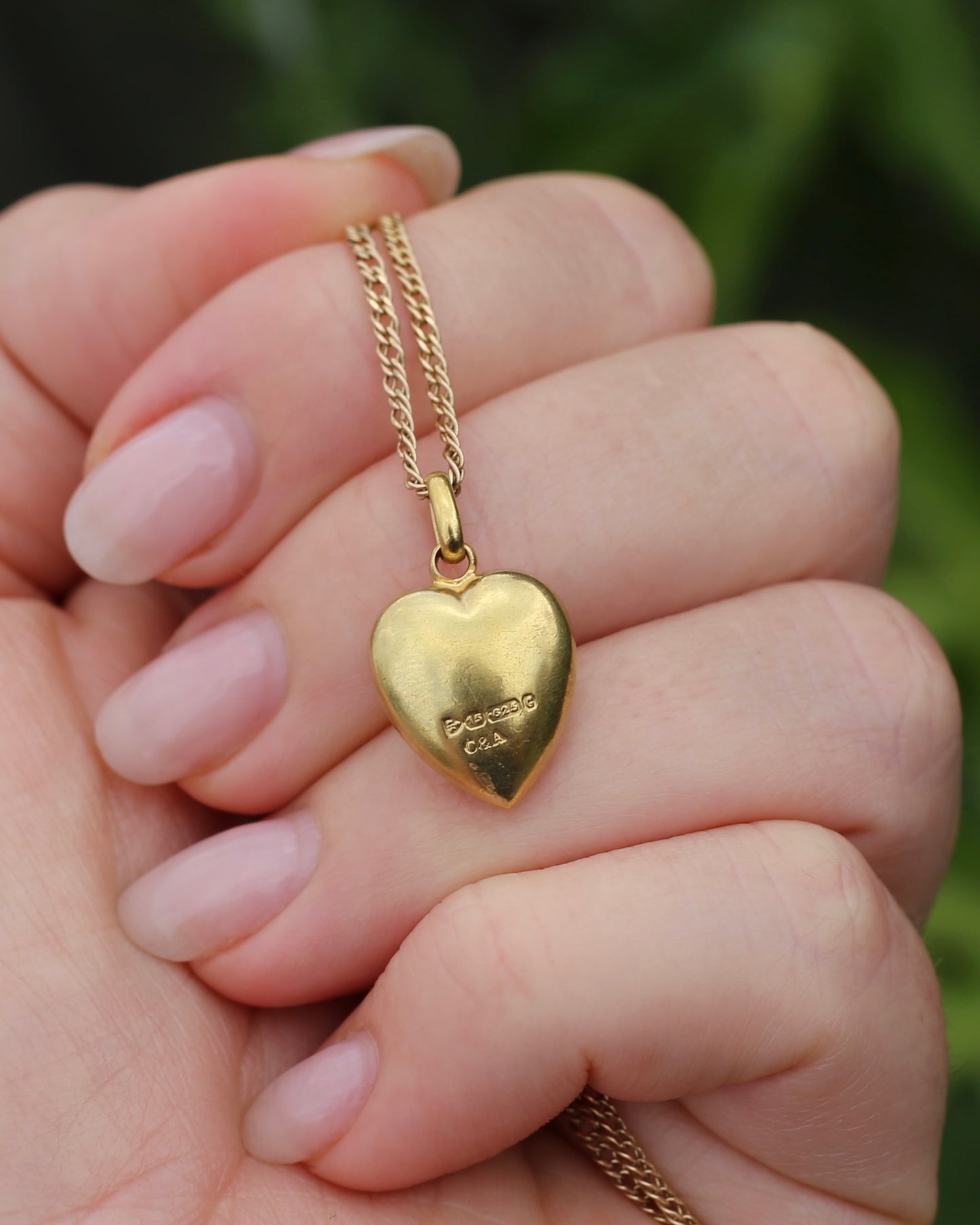 Antique 1903 Made 15ct Puffy Heart With Old Cut Sapphire and Rose Cut Diamonds, 15ct Yellow Gold, 1.59g