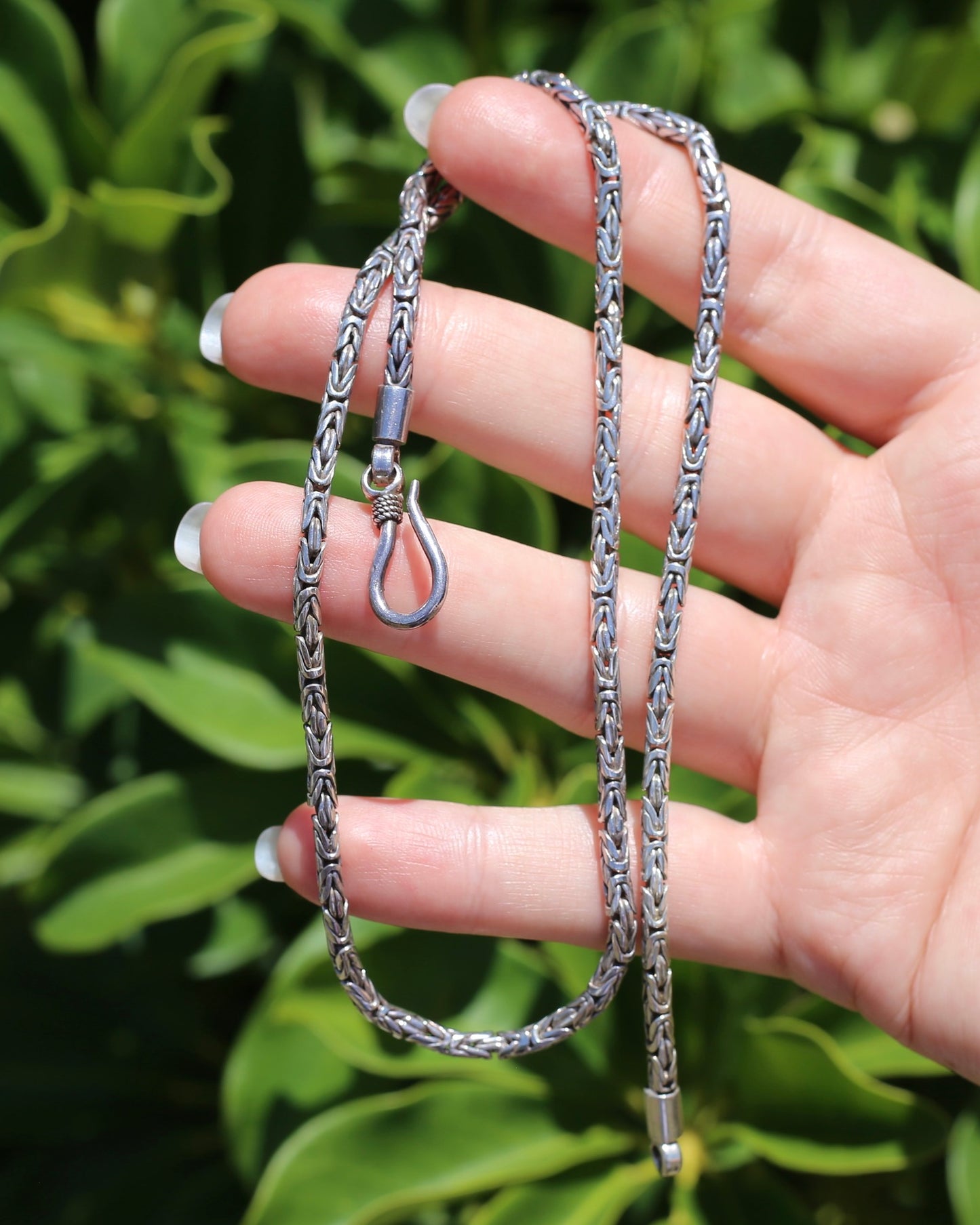 Sterling Silver Byzantine Silver Necklace with Hook Clasp, 51cm or 20 inches, 27.28g