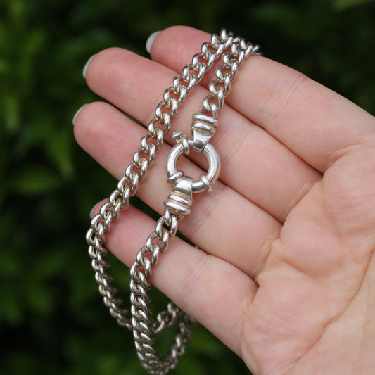 Silver Curb Chain with Italian Bolt Clasp, 45cm, 52.1g