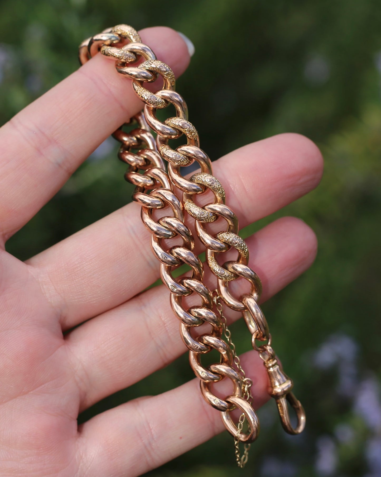 20.5cm Old Rose Gold Semi Hollow Day and Night Bracelet, 9ct Old Rose Gold, 17.29g