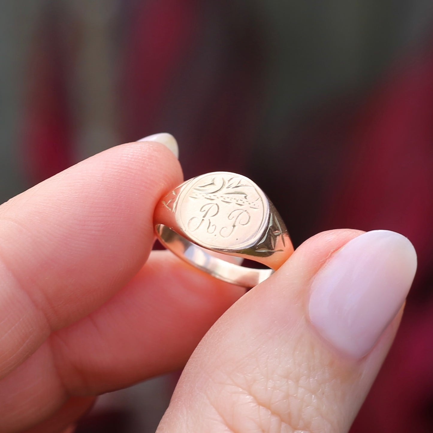 Antique Old Gold Signet Ring, Intials "RP", 9ct Old Rosey Gold, size J or 4.75