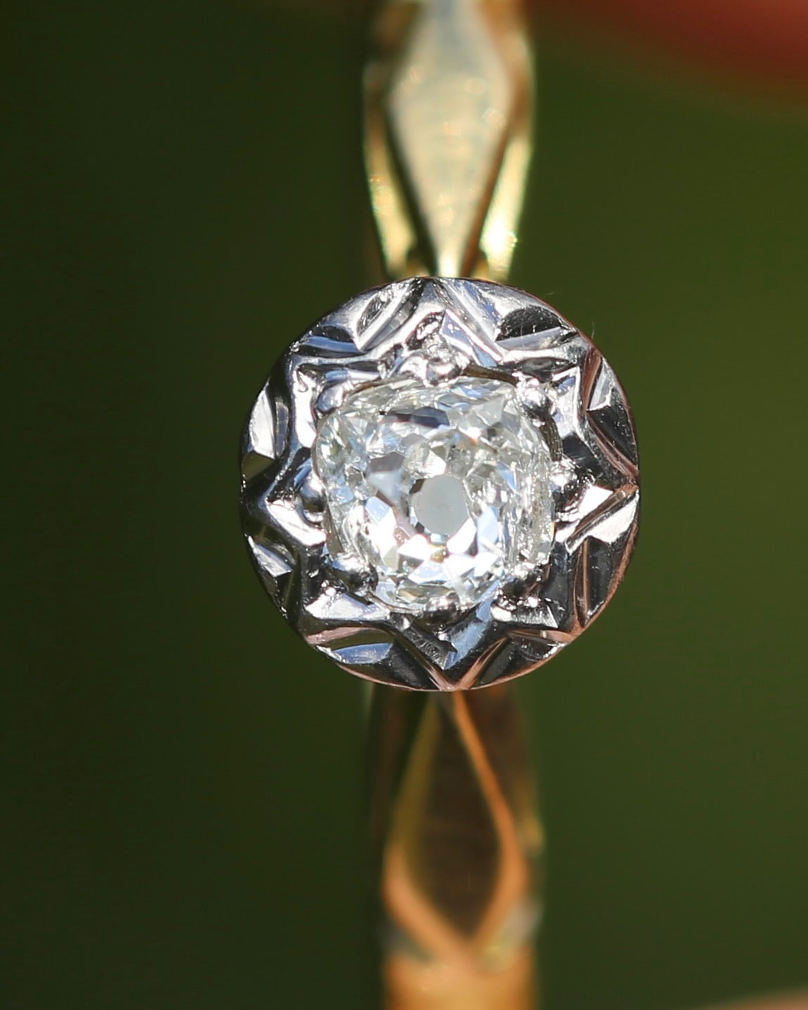Circa 1930s Old Cut Solitaire, 18ct Yellow Gold and Diamond, size 7 or N1/2