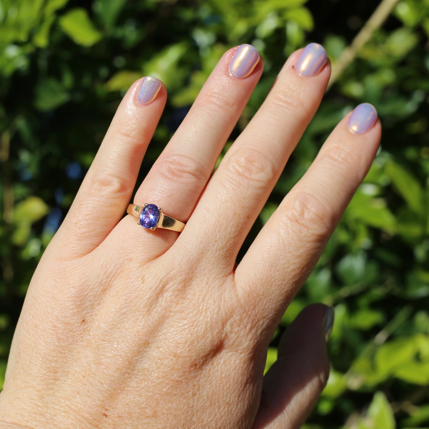 1.25ct Oval Tanzanite Ring, 14ct Yellow Gold, size N or just over 6.5