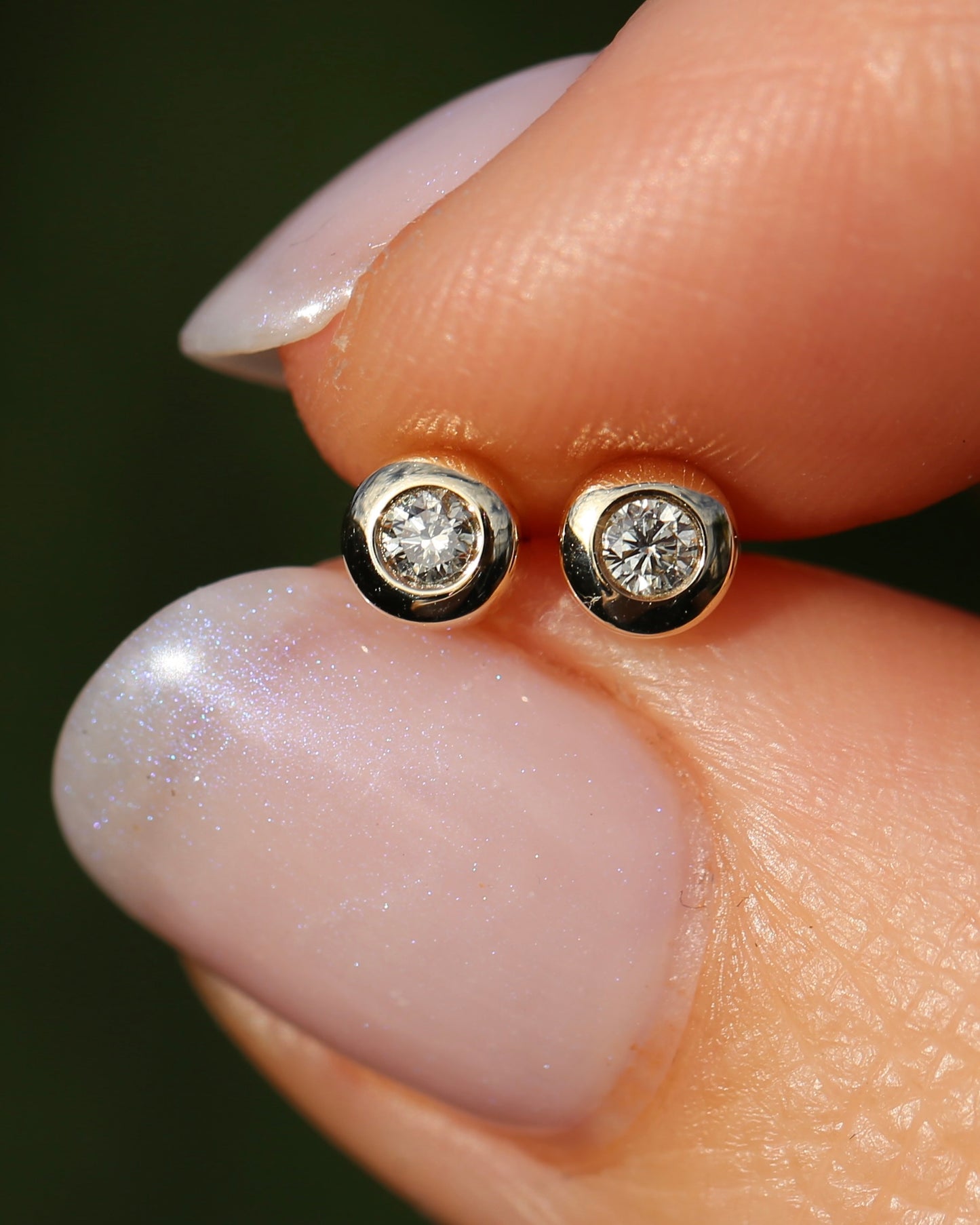 0.15ct Bezel Set Natural Diamond Studs, 9ct Yellow Gold, 0.85g