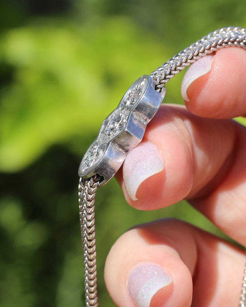 Antique 1901 Double Albertina Necklace with T-bar and Tassel, Sterling Silver, 43.75g