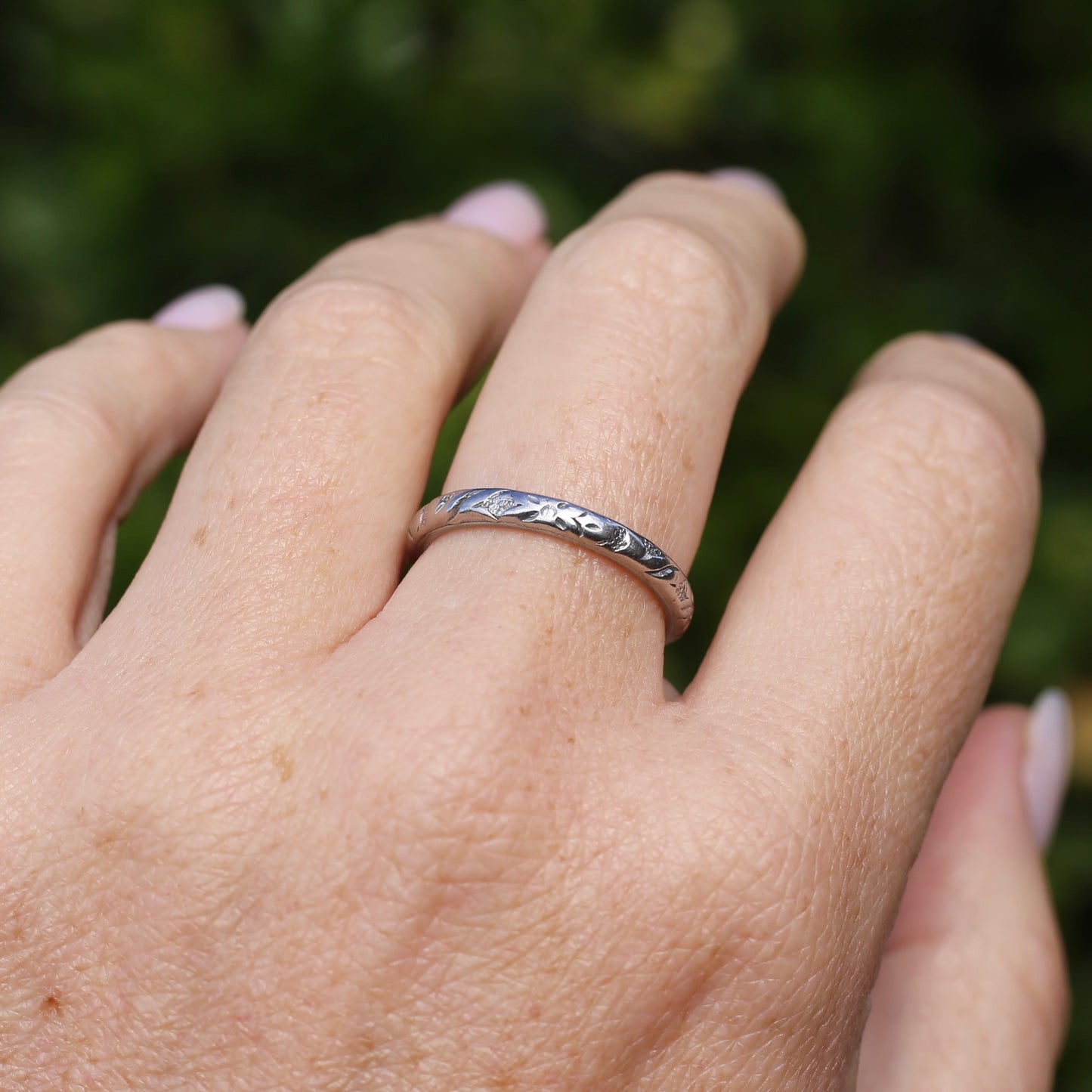 1940s Palladium Orange Blossom Wedding Ring, Palladium, size R1/2 or 9