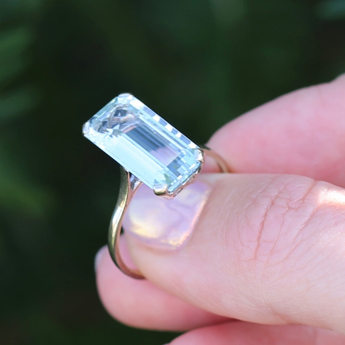 8.46ct Rectangular Step Cut Aquamarine in Hand Made French 18ct White Gold, size U1/2 (offering a free re-size on this)