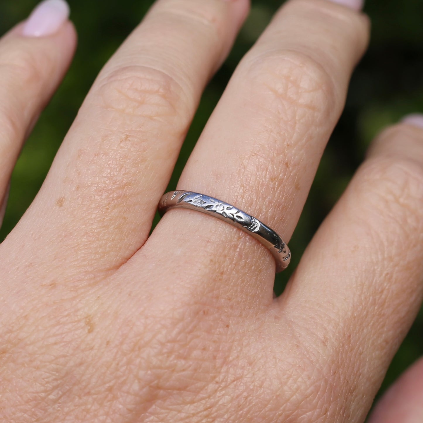 1940s Palladium Orange Blossom Wedding Ring, Palladium, size R1/2 or 9