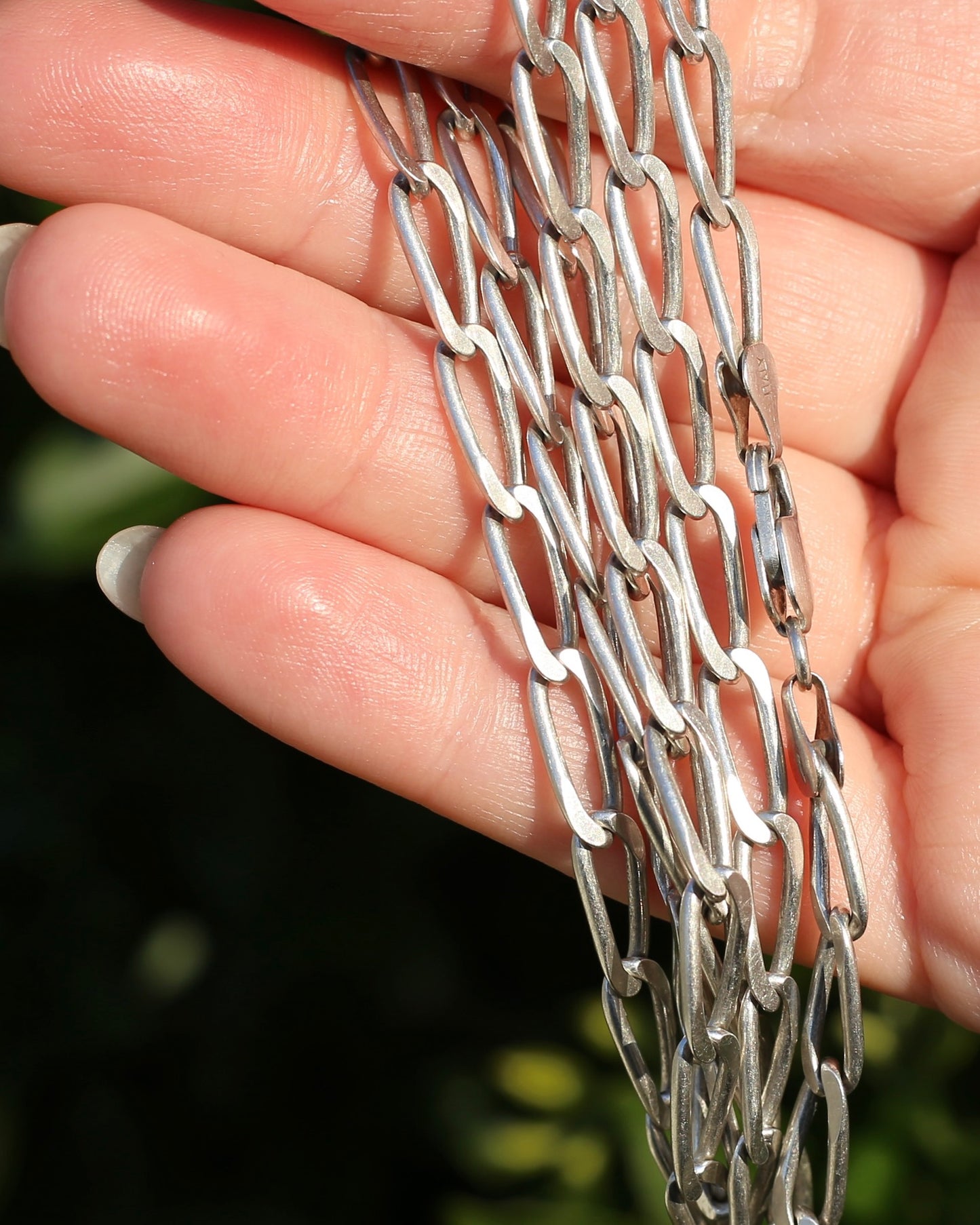 Italian Made Oval Curb Link Silver Chain, Paperclip Feels, 27.52g, 72cm