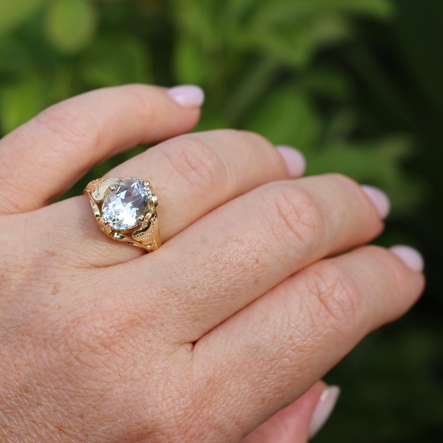 3.26ct Oval Natural Aquamarine in Hand Crafted 18ct Yellow Gold Ring, size P or 7.5, with Valuation