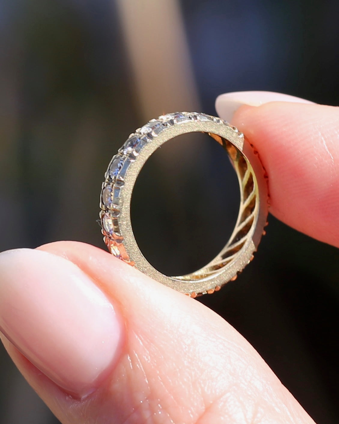 Vintage 1950s Style White Spinel Eternity Ring, 9ct Yellow Gold, size J or 4.75