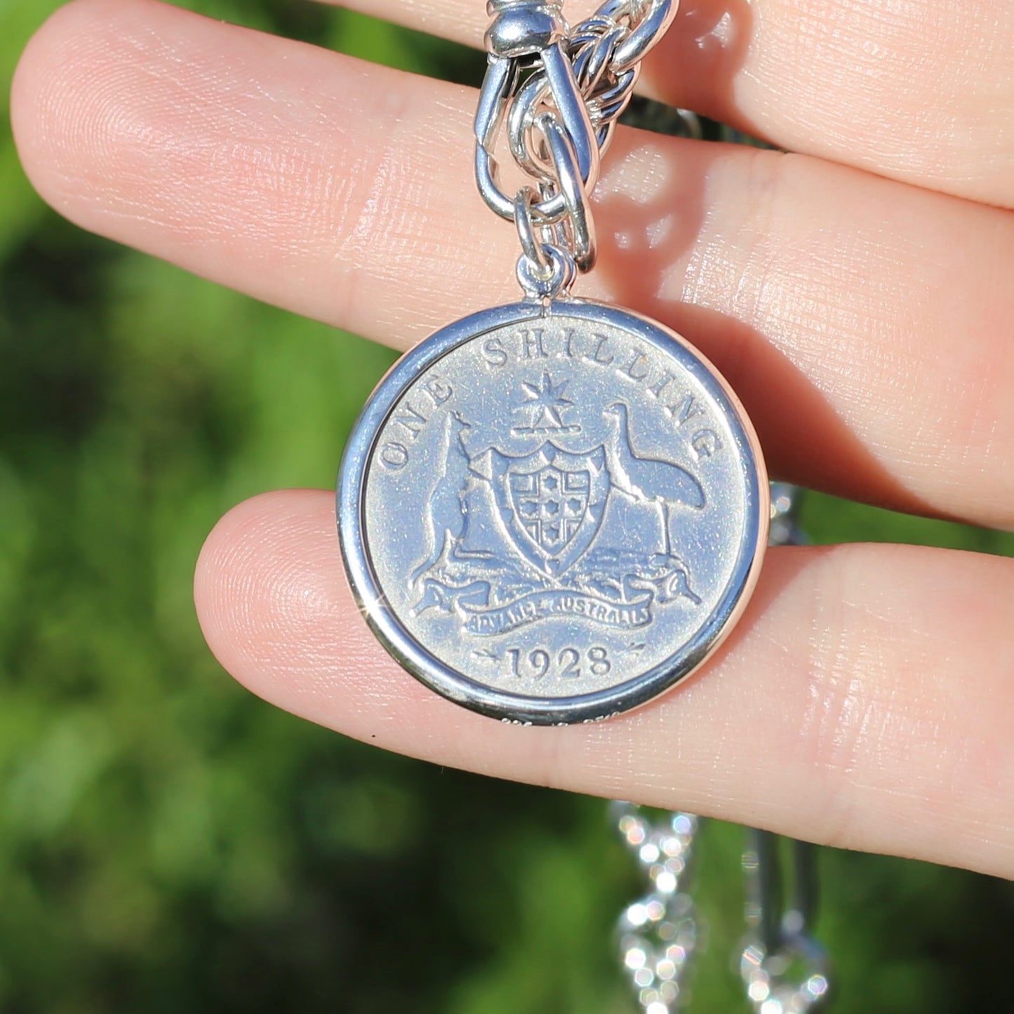 Australian Sterling Silver Shilling Pendants 1928 1931 and 1935, in Silver Bezel Frames, 6.6g