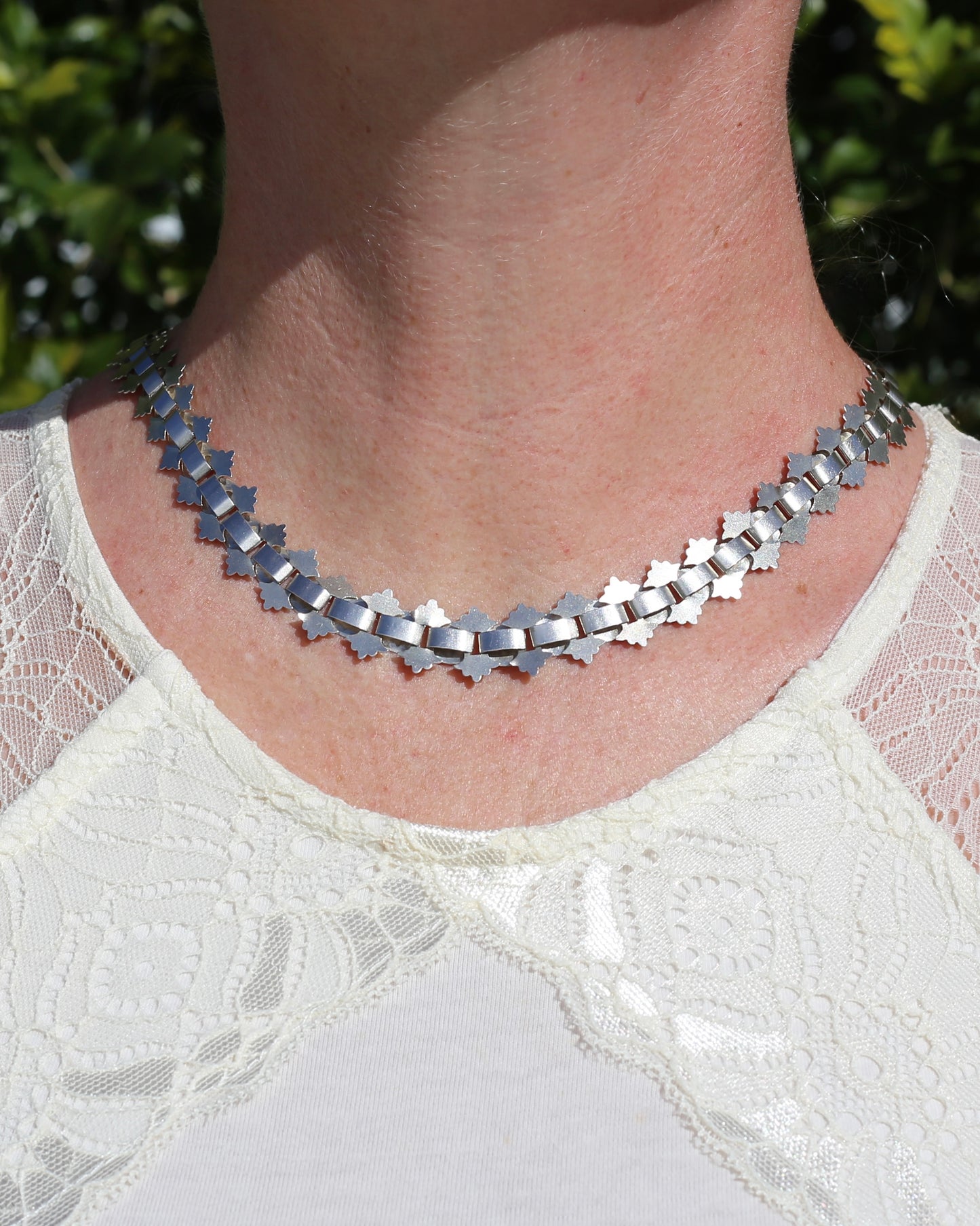 Antique Victorian Floral Book Chain, Silver, 45cm or 7.75 inches, 22.43g