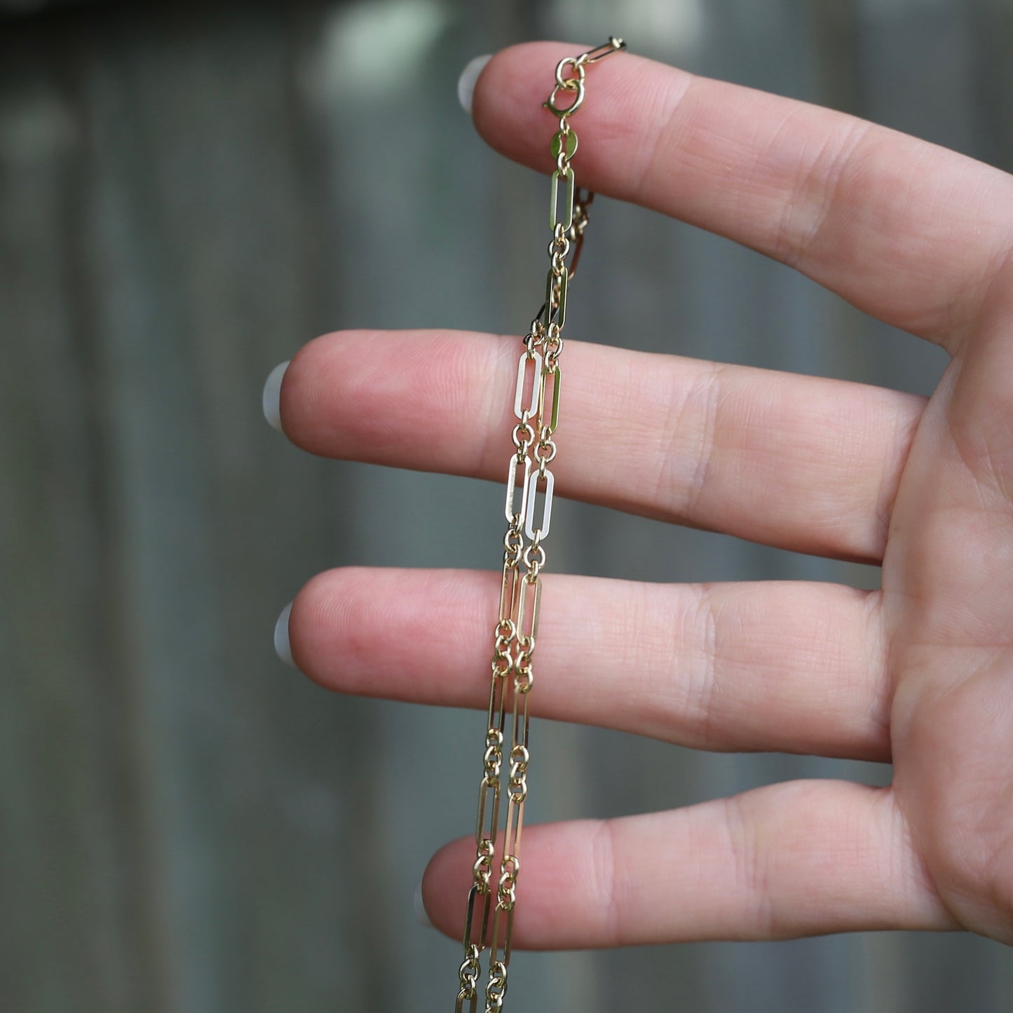 Delicate Paperclip Chain with T-bar, 9ct Yellow Gold, 47cm with 1cm T-Bar drop