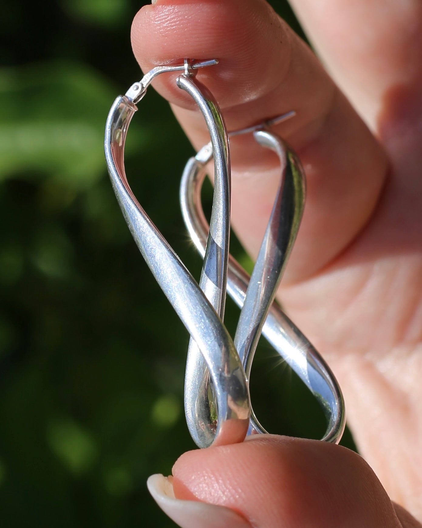 Italian Made Silver Hollow Infinity Hoop Earrings, Sterling Silver, 4.3g