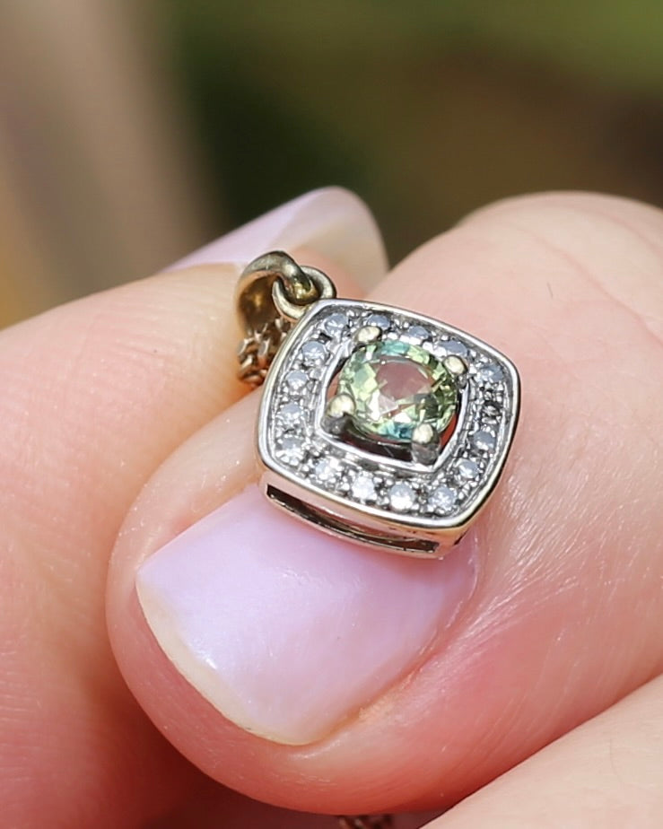 0.45ct Parti and Diamond Pendant, 9ct Yellow and White Gold, 0.9g